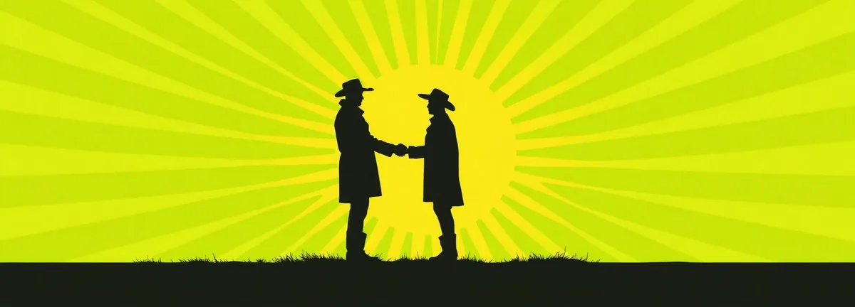Western silhouette illustration representing the Showdown origin story
